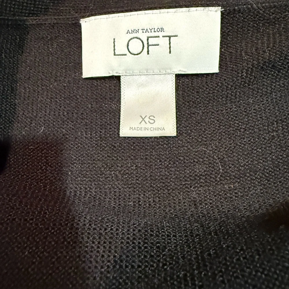 LOFT Black Merino Wool‎ Sweater Dress with Velvet Belt